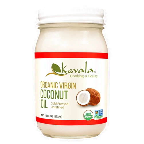Kevala Organic Coconut Oil – Unrefined, Cold Pressed, Good for Cooking, Hair Care, Skincare, Body, Non GMO, Vegan, Gluten Free, Raw, Glass Jar, 16 oz