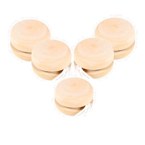 NUOBESTY Wood Yoyo Unfinished Control Responsive Ball Unpainted DIY Yo-yo Balls Beginners Art Bearing Gift Funny Children Birthday Gifts 5pcs