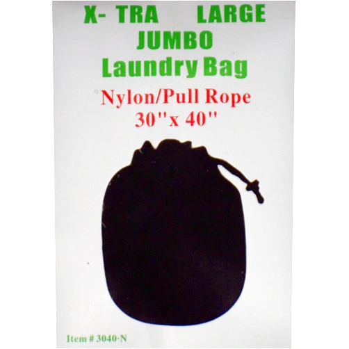 Shopportunity Outlet X-Large Jumbo Nylon Pull Rope Laundry Bag 30 x 40 BLACK