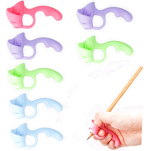 Pretwad Grips for Pencil for Kids Handwriting, 8 Pcs Pen Grips, Ergonomic Pencil Grippers Holder for Kids, Writing Posture Correction with Cushion for Toddlers, Adults, Preschooler, Special Education Supplies