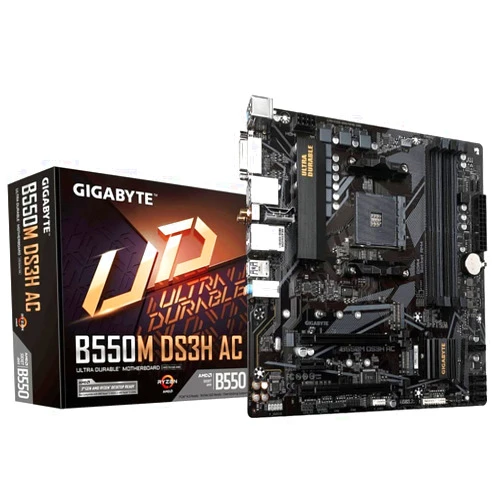 GIGABYTE B550M DS3H AC (AM4 AMD/B550/Micro ATX/Dual M.2/SATA 6Gb/s/USB 3.2 Gen 1/PCIe 4.0/HMDI/DVI/DDR4/Motherboard)