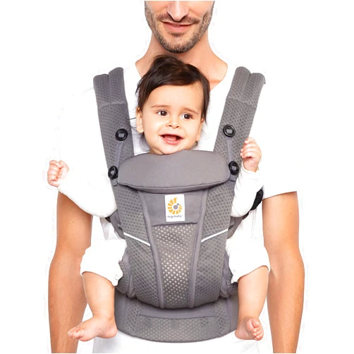 Ergobaby All Carry Positions Breathable Mesh Baby Carrier with Enhanced Lumbar Support & Airflow (7-45 Lb), Omni Breeze, Graphite Grey