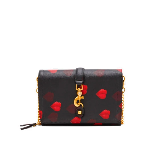 Betsey Johnson Kisses Wallet Crossbody Black Multi