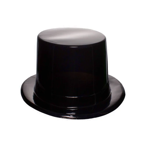 Windy City Novelties 12 Pack Black Plastic Top Hats