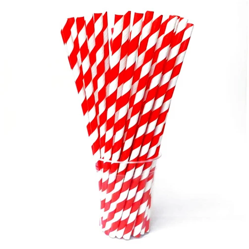 Shuiniba Biodegradable Striped Paper Straws,Paper Drinking Straws for Party, Events and Crafts,Baby Shower Decorations 7.75 Inches, Red White Striped - 100 Pack