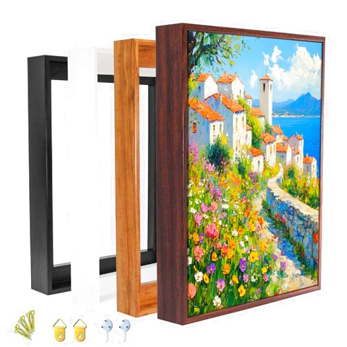 Prixas Print Floater Frame for 1.25 thick Canvas, Available in 25+ size and 4 Color, Perfect Floating Frame for Finished Canvas Artist Panel Oil Painting Wall Art Décor (Black Frame, 24