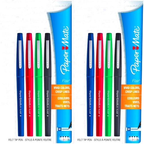 Paper Mate Flair Felt Tip Pens, Medium Point (0.7mm), Business Colors, 8 Count