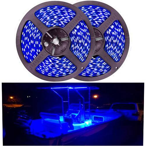 Seaponer Pontoon Boat Light, Marine Led Light Strip for Duck Jon Bass Boat Sailboat Kayak Flex Lighting for Boat Deck Light Accent Light Courtesy Interior Lights Fishing Night, Blue, 12v