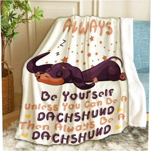 ARTBLANKET Be A Dachshund Throw Blanket Fannel Fleece Super Soft Funny Blanket Travel Throw Blanket for Bed Couch Sofa 40 x 30 Inch for Baby