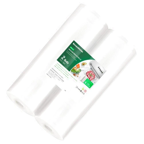 Bonsenkitchen Vacuum Sealer Bags, 11 in x 50 ft Rolls 2 Pack Seal Bags for Food Storage Saver, BPA Free, Commercial Grade Textured Food Roll Bags, Customized Size Bag for Sous Vide Cooking,VB3210