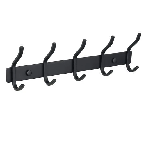 Alise Coat Rack Wall Mount,Coat Hanger Rail with 5 Double Coat Hooks for Hanging Coats Bathroom,SUS304 Stainless Steel Towel Hanger Hook Racks for Purse Clothes Entryway Jacket Hats Towels,Black