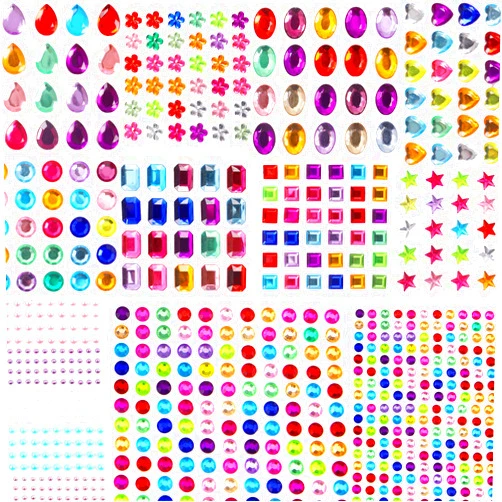 Hoiny 1782pcs Gems Stickers, Self Adhesive Gems for Crafts Bling Rhinestones for Crafts, Assorted Shapes Jewels Stickers for Kids, Stick on Gems, Muticolor