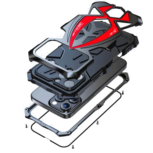 Lunivop for iPhone 16 Pro Max Case Heavy Duty Protection Rugged Screw Full Body Military Grade Metal Bumper Rubber with Hard Durable Phone Cases Cover 2024 Black Red