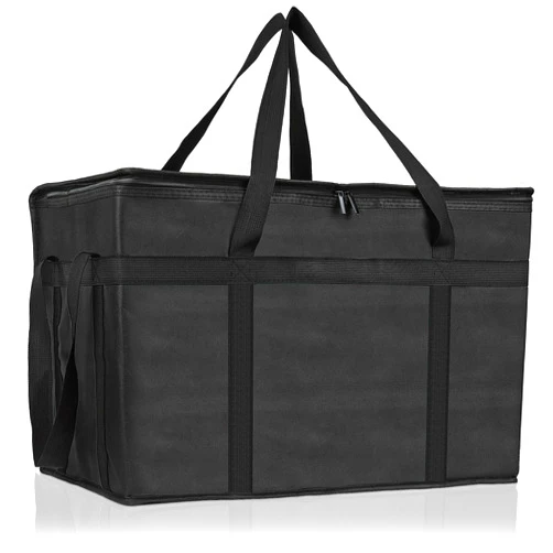 PEASUG Insulated Bags for Food Delivery, XXXL Pizza Delivery Bags, Large Capacity Cooler Bag Keep Food Warm for Grocery Shopping and Catering, Foldable, Heavy-Duty (Black)