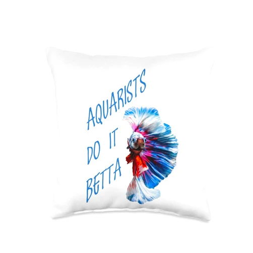 Pet Goldfish Gifts And Fancy Fish Tees by taiche Aquarists Do It Betta Word Play Pun Throw Pillow, 16x16, Multicolor
