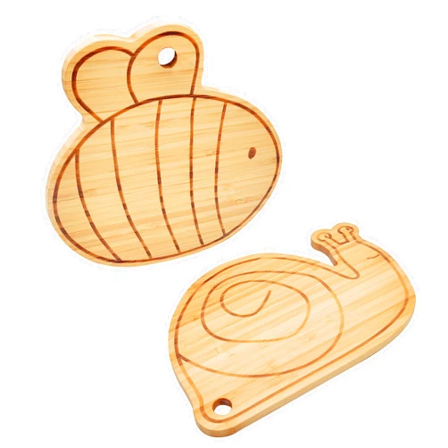Youkoo Small Bamboo Cutting Board Set, Mini Fruit Wood Chopping Board, Snail & Bee Shape Cheese Board
