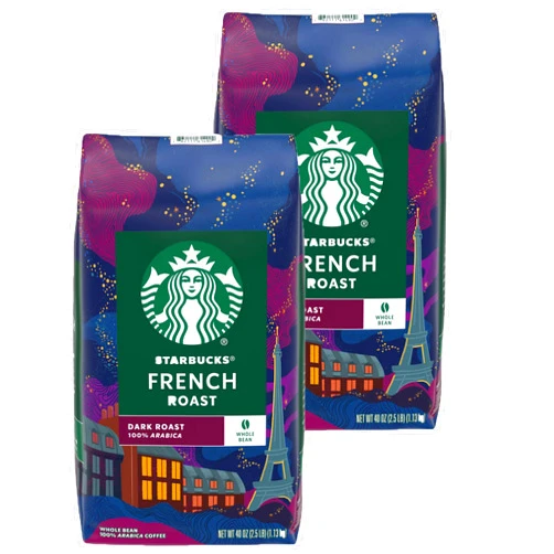 Starbucks 2 Packs of 40 Oz Starbucks French Roast Whole Bean Coffee = 2 x 40 Oz = 80 Oz