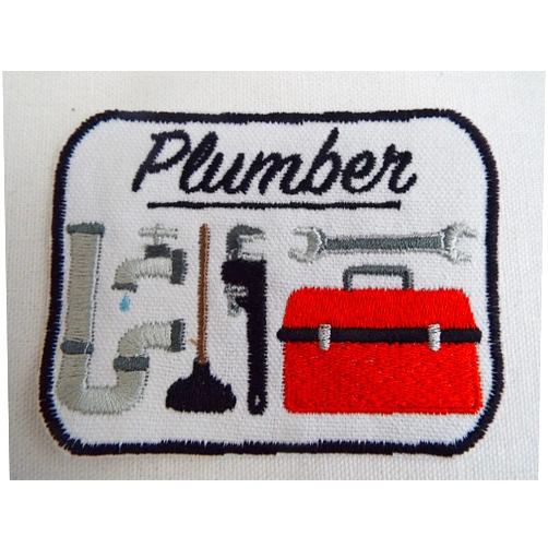 Generic Plumber Pipes Toolbox Tools Embroidery Iron-on Patch
