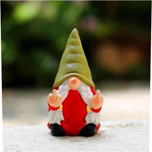 Generic Middle Finger Female Gnome Mini 3.5in,Double Bird Gnome - Naughty Funny Outdoor Decoration for Yard Patio Lawn Ornament and Home Decor,Fairy Garden