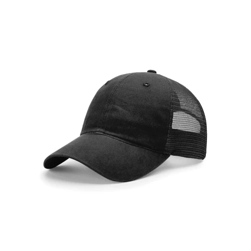 The Hat Pros | Richardson 111 Garment Washed Trucker Hat | Black Trucker Hats for Men | OSFM Adjustable Trucker Cap