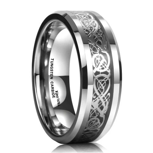 King Will Nature 7mm 8mm Black Mens Wood Ceramic Ring Wedding Band Polished Finish Brown Wood Inlay Comfort Fit