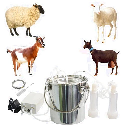 CJWDZ Milking Machine for Goats Cows, Pulsation Vacuum Pump Milker, Milking Supplies W/Stainless Steel Bucket, Portable Suction Machine for Jerseys, Nigerian Dwarfs, Nubian Mix (Goat, 7L)