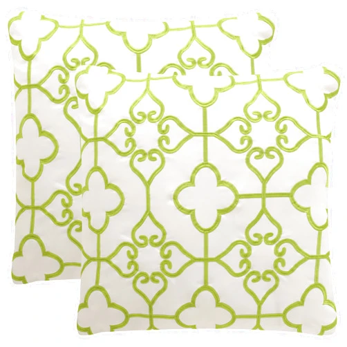 Safavieh Home Collection Nadia Sweet Green and Cream 20 x 20-inch Pillow (Set of 2)
