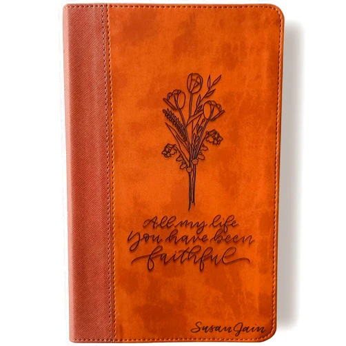 JOY CREATIVE Hand Lettered and Laser Engraved NIV Large Print Bible, Personalized Gift, Custom Name Engraving Available