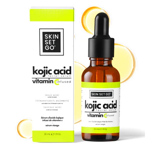 Skin Set Go SkinSetGo Kojic Acid Serum For Face & Body, Premium Kojic Acid with Vitamin C, AHA Blend, and BHA, Lightweight Daily Serum 1oz