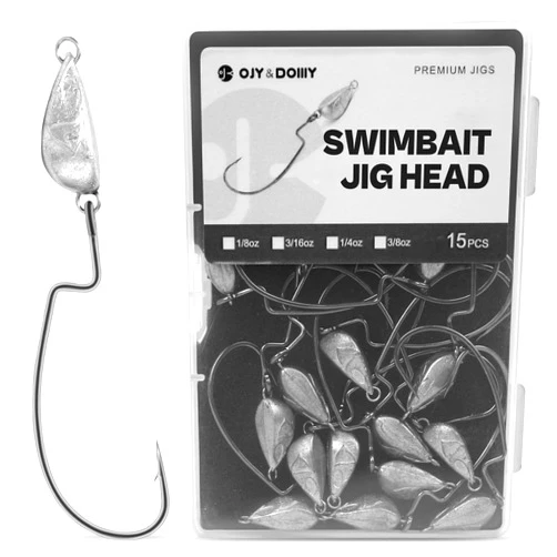 OJYDOIIIY OJY&DOIIIY Weighted Texas Rig Hooks, Weedless Swimbait Jig Heads for Bass Fishing 1/8 3/16 1/4 3/8oz