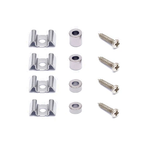 Metallor Guitar String Trees String Retainer Guides Compatible with Strat Tele Style Electric Guitar Bass Parts Replacement Pack of 4pcs with Mounting Screws Chrome.