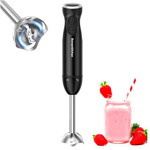 Bonsenkitchen Handheld Blender, Electric Hand Blender 12-Speed & Turbo Mode, Immersion Blender Portable Stick Mixer with Stainless Steel Blades for Soup, Smoothie, Puree, Baby Food