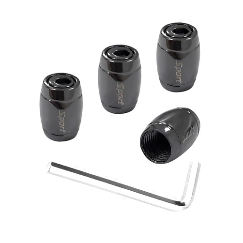 Gasedin 4 PCS Locking Tire Valve Stem Caps, Anti Theft Design Wheel Valve Stem Cover with Rubber Seal, Dust Proof Locking Tire Valve Stem Air Cap for Car SUV Truck Motorcycle Bike (Style2, Black)