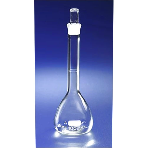 Corning Pyrex Borosilicate Glass Class A Flat Bottom Volumetric Flasks with Pyrex Glass Standard Taper Stopper, 1000ml (Case of 6)