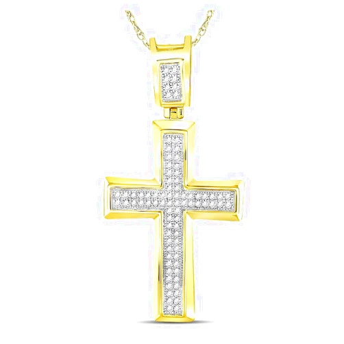 Generic 10kt Yellow Gold Mens Round Diamond Cross Charm Pendant 16 Cttw(118946)