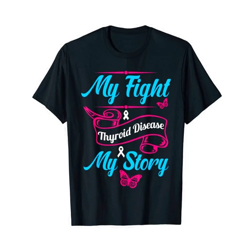 Tee's Signature Tees Thyroid Hashimotos Hypothyroidism Awareness Survivor Ribbon T-Shirt
