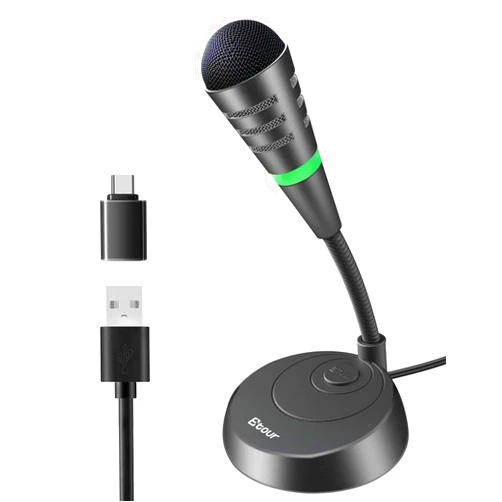 Etour Mini USB Computer Microphone for Zoom Meetings with Mute Button 360 Gooseneck for Podcasting/YouTube/Skype, External USB C Gaming Mic for Samsung Tablet A7 Laptop Mac PC or Windows