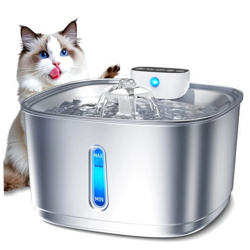 Bistee Stainless Steel Cat Water Fountain Wireless - 108oz/3.2L Cordless Pet Fountain with 4000mAh Battery, Motion Sensor & 3 Modes, Ultra Quiet Automatic Water Dispenser for Cats, Dogs, and Small Pets