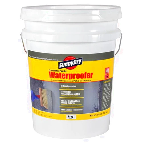 SUNNYDRY Sunny Dry Heavy Duty Powder Waterproofer, Apply to Wet or Dry Walls, Twice The Coverage Compared to Competition (Gray, 50lb)