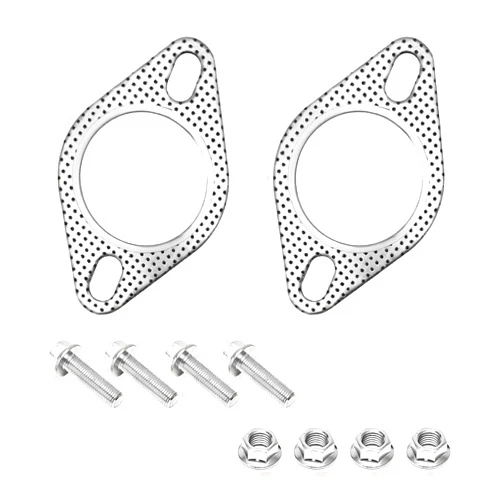 Wevdn 2 PCS Car Exhaust Gasket, 2.5 Inch 2-Bolt Exhaust Pipe Flange Gasket Replacement with 4 Screws, High Temp Exhaust Gasket for Headers Turbo Catback Axleback, Car Accessories