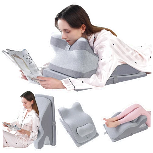 HOMBYS Ergonomic Face Down Pillow for Sleeping,Reading Wedge Pillow for Headboard,Adjustable Height Prone Position Pillow,Memory Foam Pillow for Stomach Sleeper,Back Pain Relief Incline Cushion