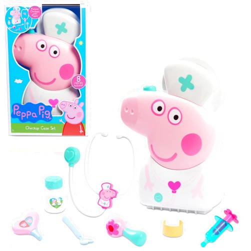 Just Play Peppa Pig Checkup Case Set with Carry Handle, 8-Piece Doctor Kit for Kids with Stethoscope, Kids Toys for Ages 3 Up by Just Play