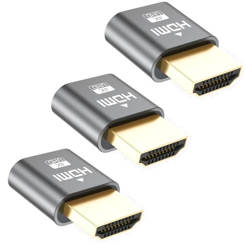 SROMGEE HDMI Dummy Plug 4K HDR 3 Pack, HDMI Dummy Plug HDMI Emulator, HDMI Headless Adapter Compatible with Windows, Mac OS, Linux Supports up to 3840x2160@60Hz, 1920x1080P