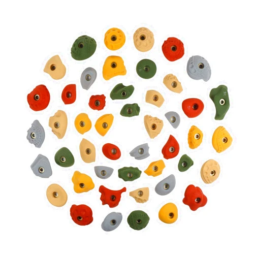 Atomik Climbing Holds 47 Bolt-On Kids Variety Holds in Assorted Earth Tones with Indoor Hardware