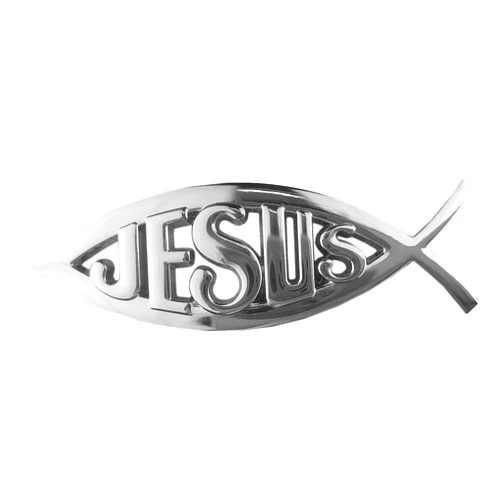 Generic OnlyYou.X Jesus Fish Emblem Jesus Fish Badge Christian Fish Symbol Decal Jesus Fish Sticker for Universal Car and Motocycle 1 Piece Metal Chrome