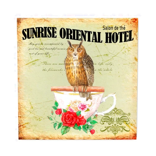 Evans1nism Rustic Owl Sunrise Oriental Hotel Wood Sign Red Pink Rose Floral Wood Plaque Sign Gardening Lovers Mid Century Wood Hanging Signs for Living Room Window Shelf Desk Office Decor 16x16in