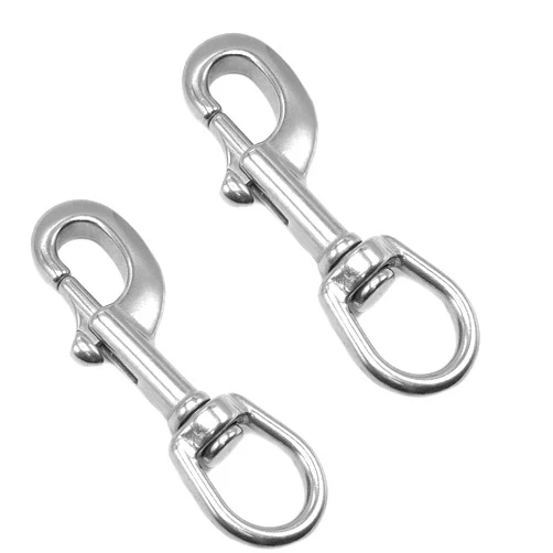 Amadget 2 Pcs 316 Stainless Steel Swivel Eye Bolt Snap Hooks Boat Marine Grade Single Ended Trigger Chain Clip for Diving, Pet Leash, Camera Strap, Keychain, Hammock(3.6 Inch Silver)