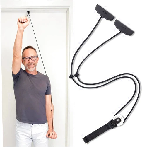 Vive Shoulder Pulley for Physical Therapy - Over The Door Exercise Equipment for Rotator Cuff, Pain Relief & Frozen Shoulders (Black)