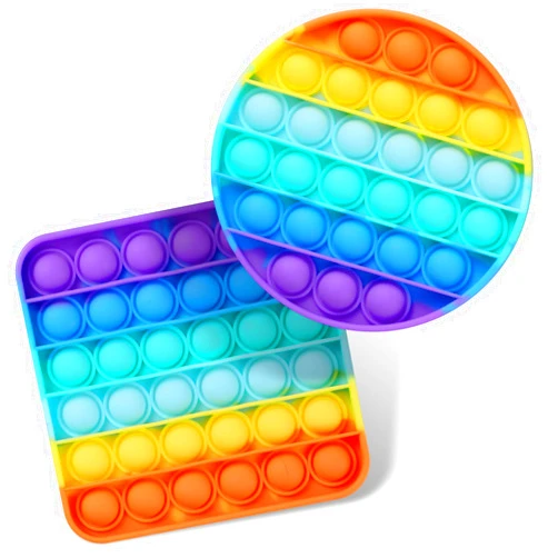 Fpxnb 2 Packs Pop Fidget Sensory Toys, Autism Special Needs Stress Relief Silicone Pressure Relieving Toys, Round and Square Squeeze Toys for Kids Children Adults (Set of 2)