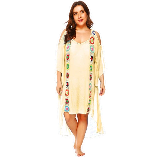 Chrisuno Women's Plus Size Bathing Suit Cover Ups Swimsuit Coverups Dress Soft Crochet Bikini Beach Skirt